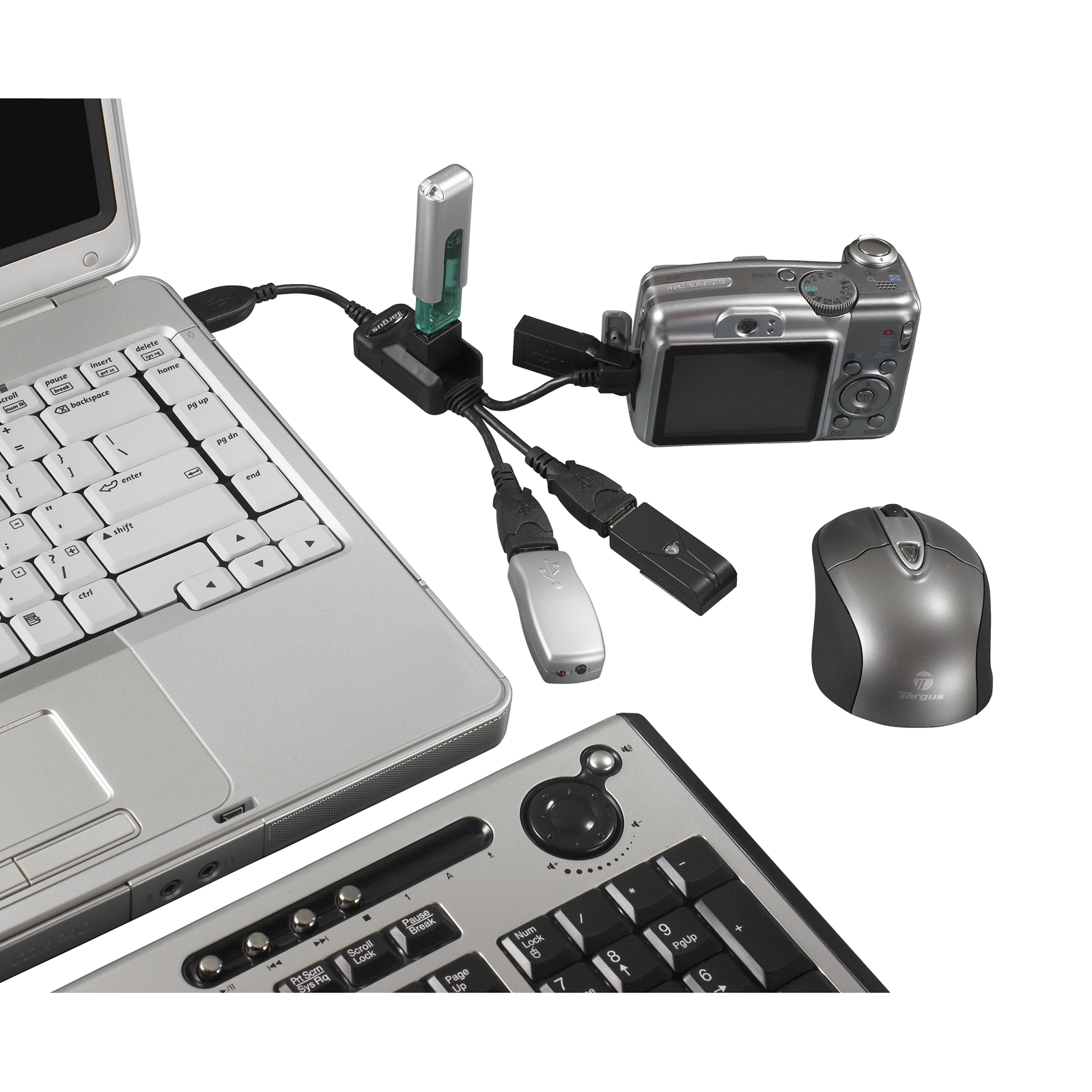 USB 2.0 4 Port BendAHub With Mini USB Adapter Black ACH103US