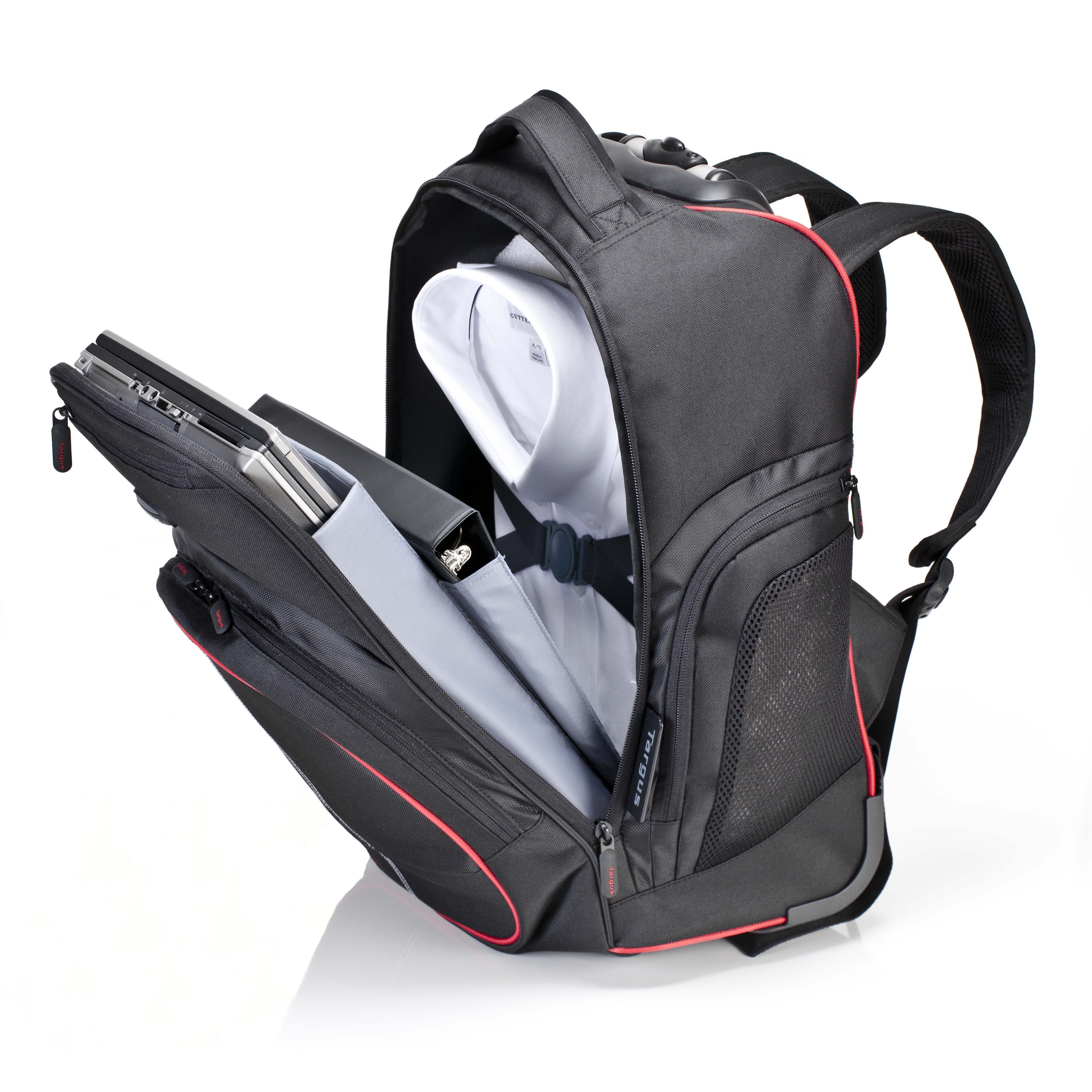 16” Compact Rolling Backpack - TSB75001US - Black/Red Accent: Rollers: Targus