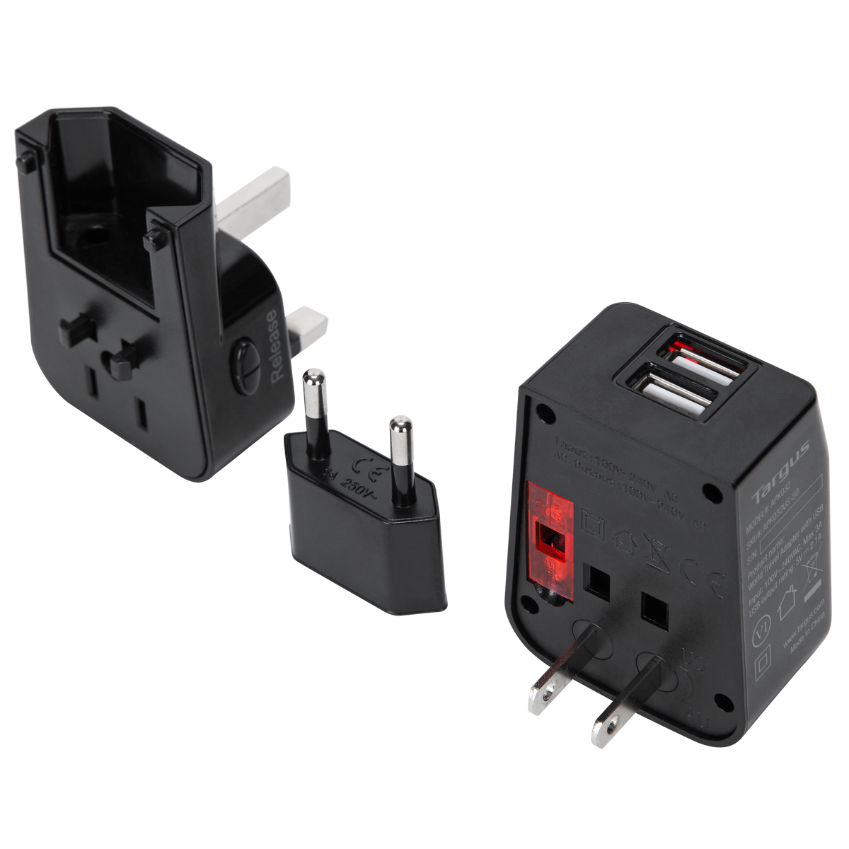 World Travel Power Adapter with Dual USB Charging Ports APK032US