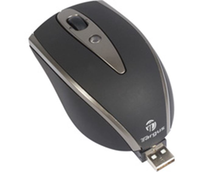 Retractable Laser StowNGo Laptop Mouse Black/Silver AMU41US Mice