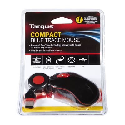 Picture of Targus Compact Blue Trace Mouse - Black/Red