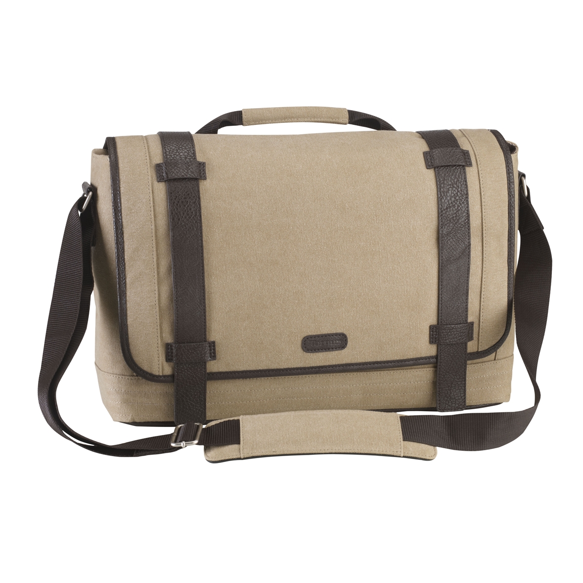 City Fusion 15.6 Canvas Laptop Messenger Bag - Beige