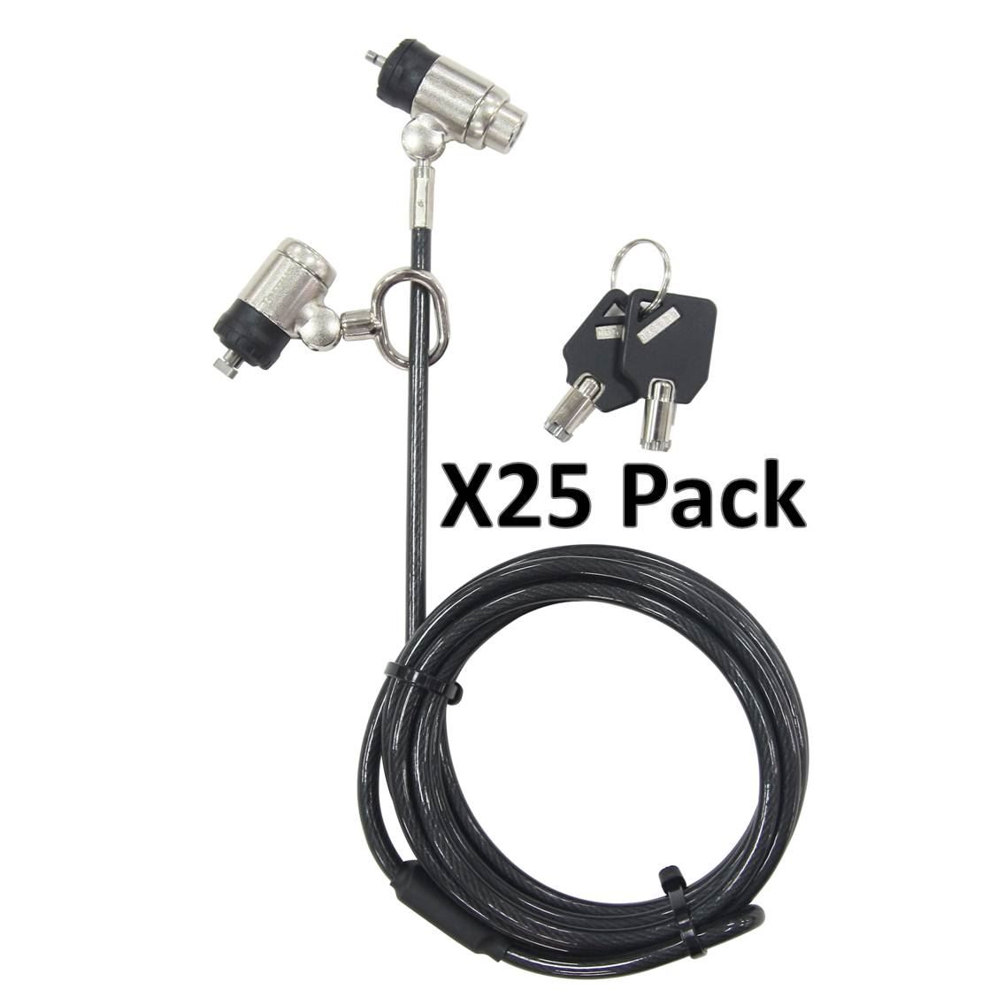 DEFCON® Dual TLock Keyed Cable Lock 25 Pack