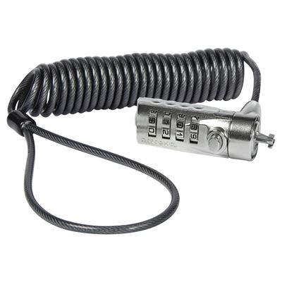 Picture of DEFCON T-Lock Resettable Combo Coiled Laptop Cable Lock - Grey