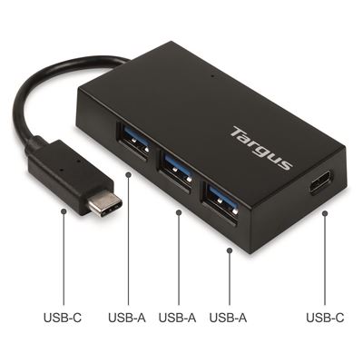 Picture of USB-C Hub to 3 x USB-A & 1x USB-C - Black (B2B)