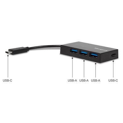 Picture of USB-C Hub to 3 x USB-A & 1x USB-C - Black (B2B)