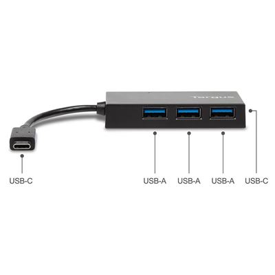 Picture of USB-C Hub to 3 x USB-A & 1x USB-C - Black (B2B)