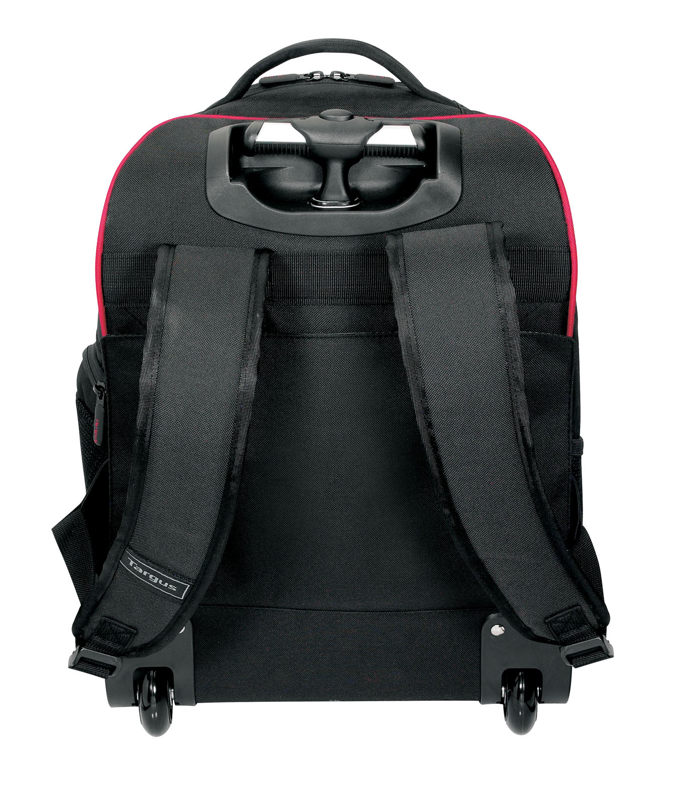 16" Compact Rolling Backpack (Black/Red)