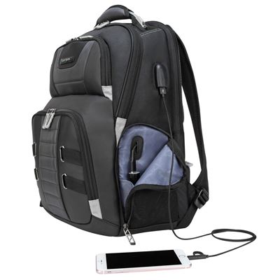 Picture of DrifterTrek 15.6-17.3" Laptop Backpack with USB Power Pass-Thru - Black